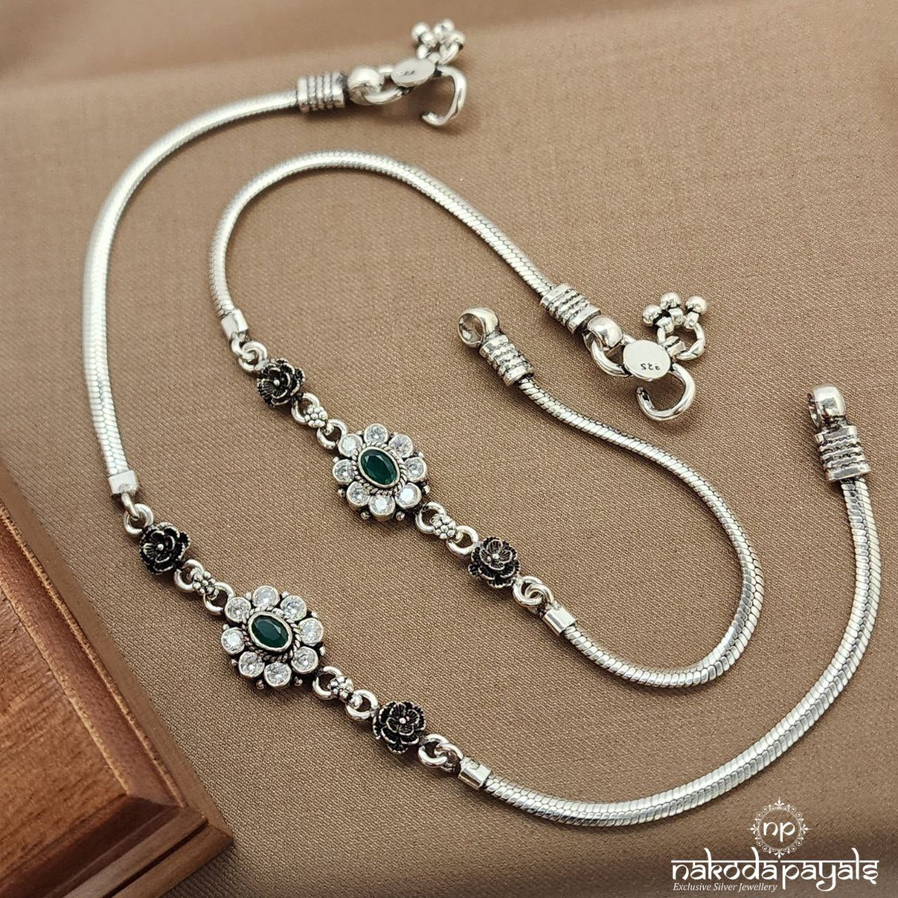 Rose Green Oval Anklets (A6520)