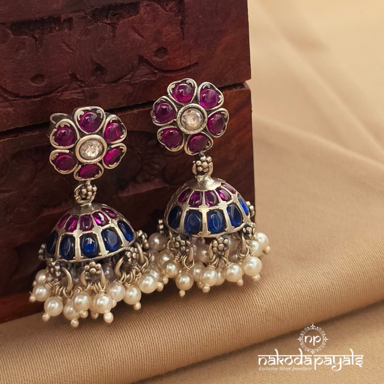 Pink Floral Drops Jhumka (J1648)