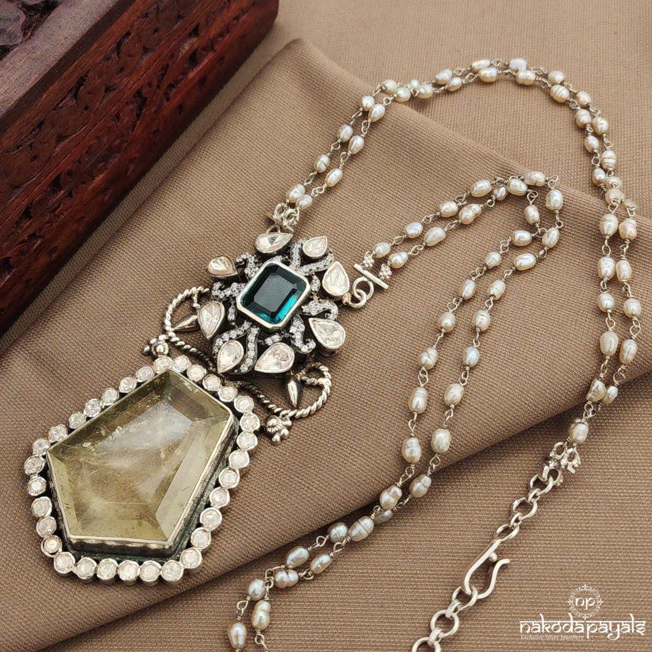 Yellow Moissanite Pearled Neckpiece (N11602)