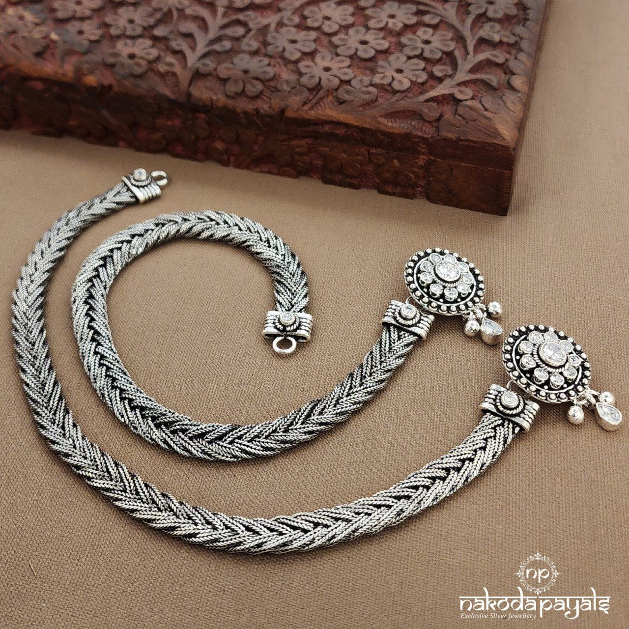 White Braided Anklets (A6800)