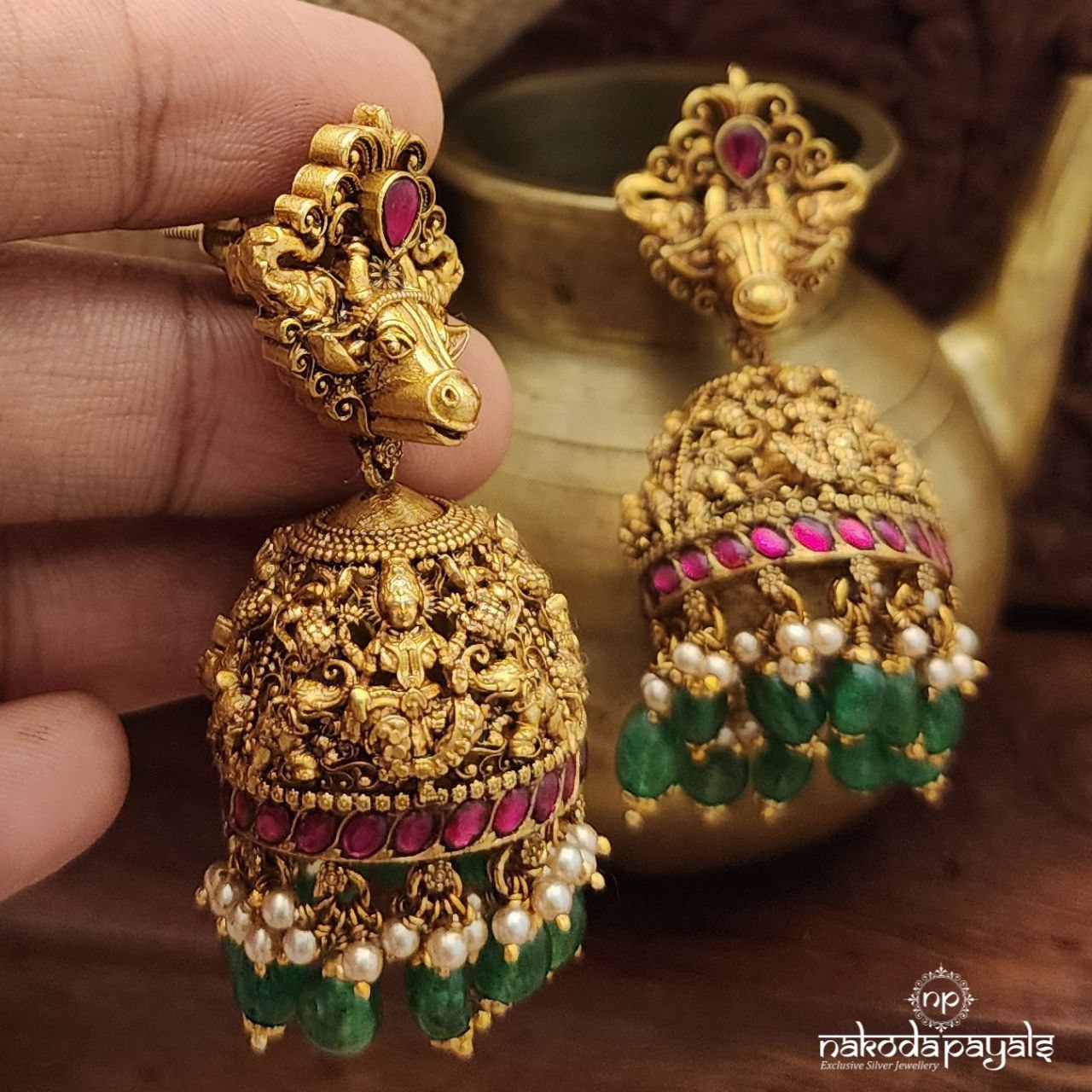 Nandhi Green Drop Jhumka (Ge8984)