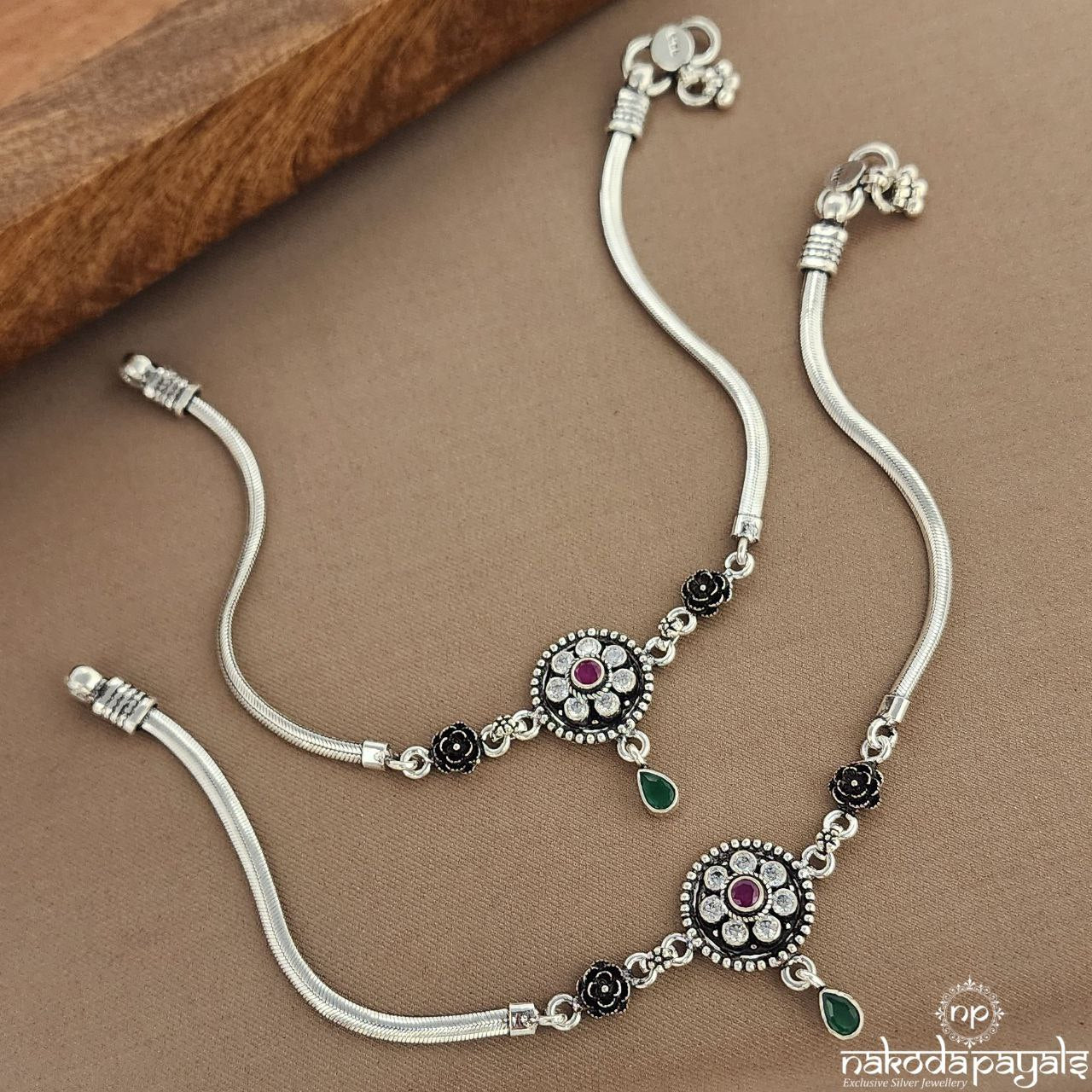 Rose Circular Pink Dot Anklets (A6604)