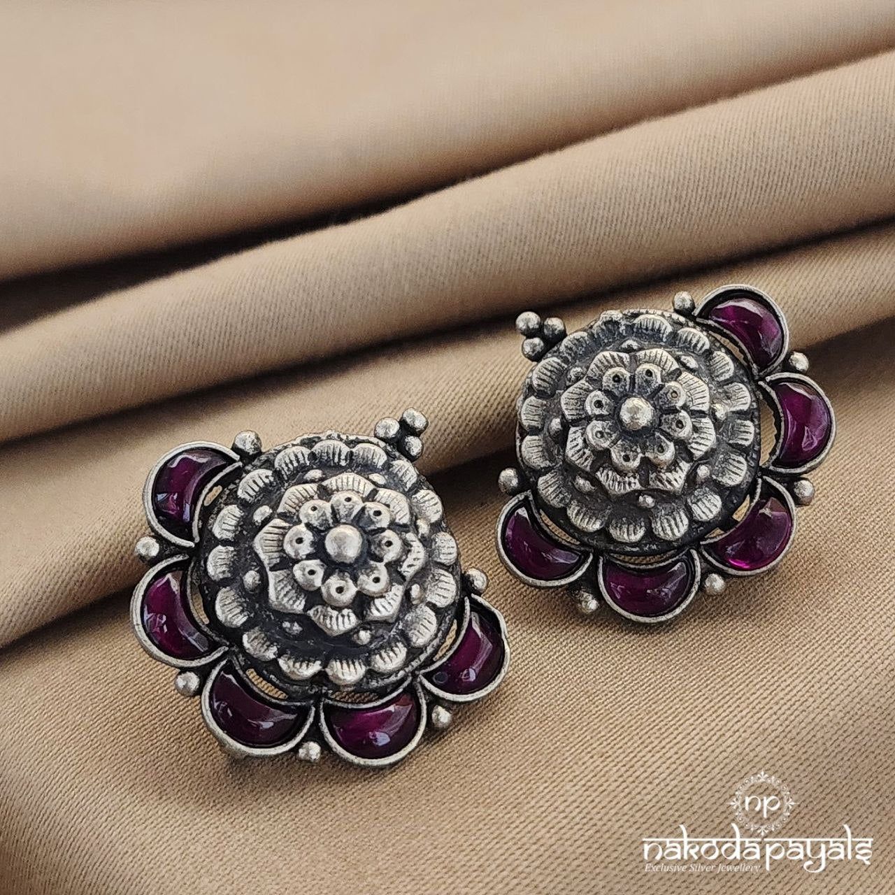 Pink Flower Earrings (S9345)