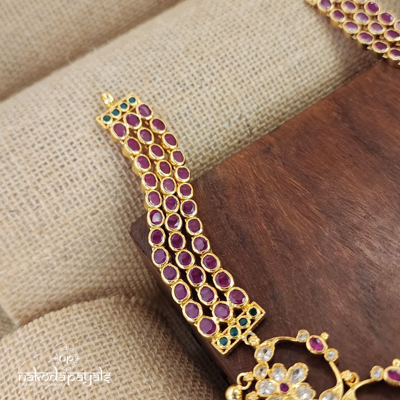 Gleaming Twin Peacock Neckpiece (Gn8147)