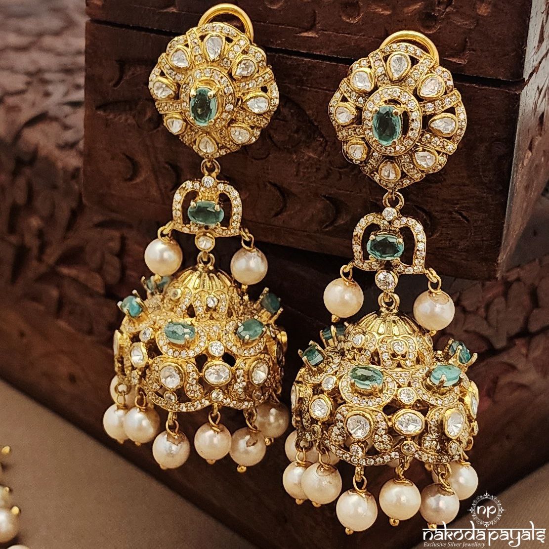 Moissanite Pearled Drop Neckpiece Set (Gn9693)