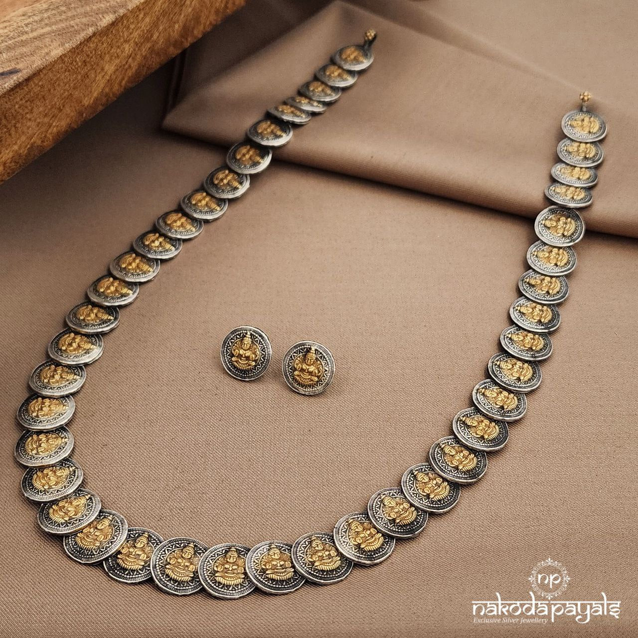 Lakshmi Coin Dual Tone Neckpiece With Earrings (N11063)