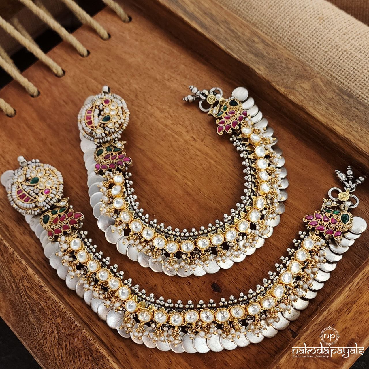 Traditional Kundan Coined Anklets ( 10 inch) (A6438)