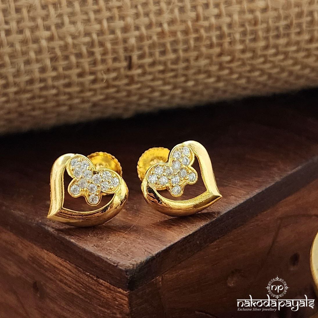 Butterfly Heart Studs (Ge9964)