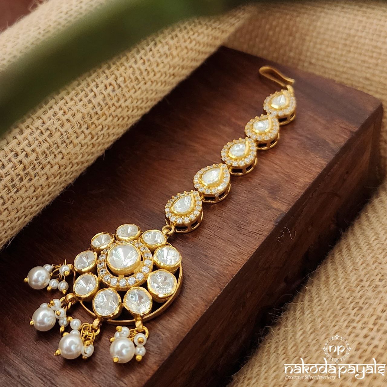 White Drop Moissanite Maang Tika (Gm0892)