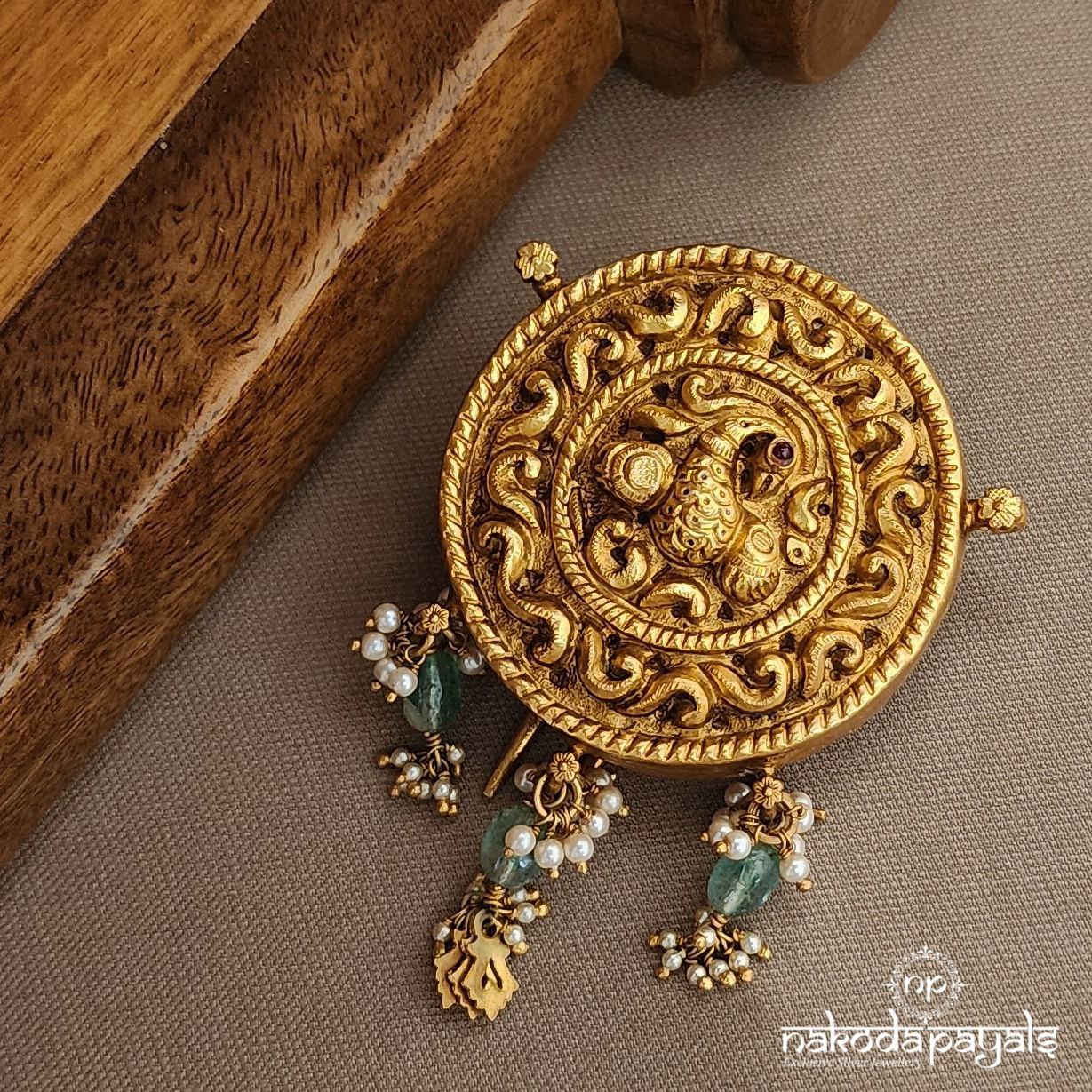 Circular Peacock Pendant Cum Hair Accessories (Ha0057)