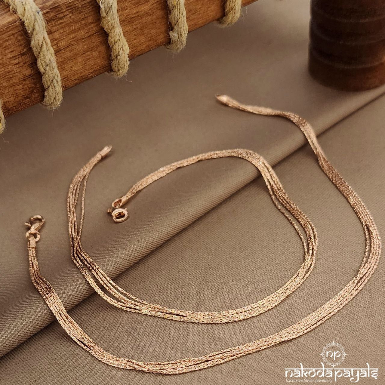 Rose Gold Five Lines Anklet (A6651)