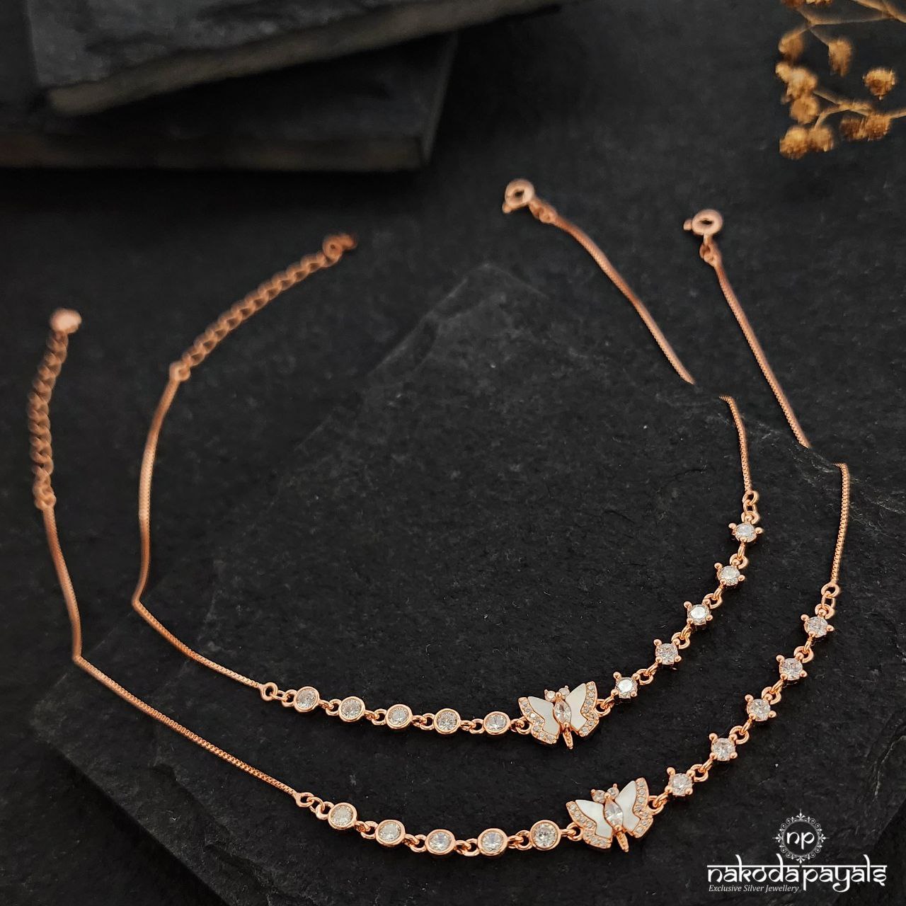 Rose Gold MOP Butterfly Anklets (A6135)