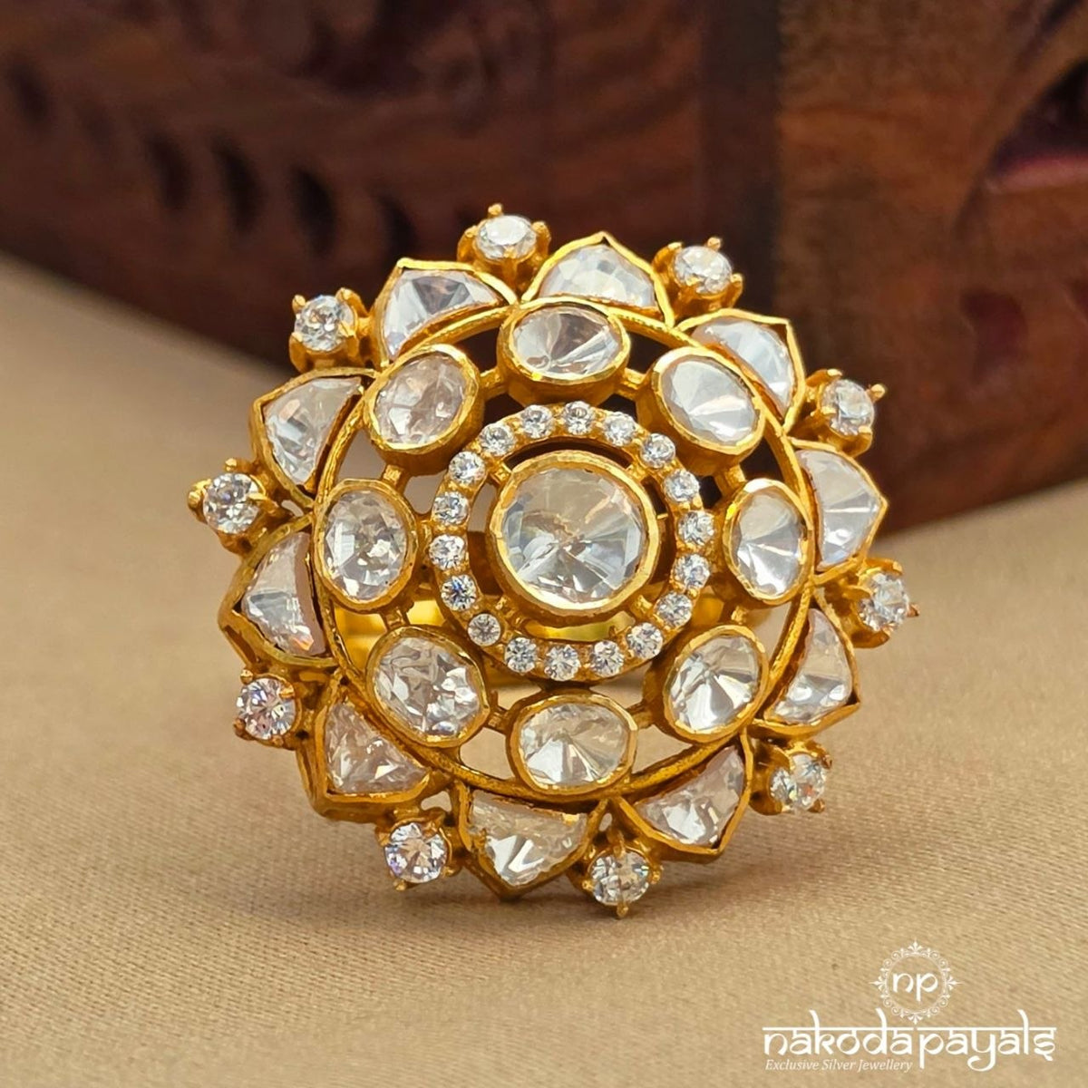 Elegant Moissanite Floral Finger Ring (F3033)