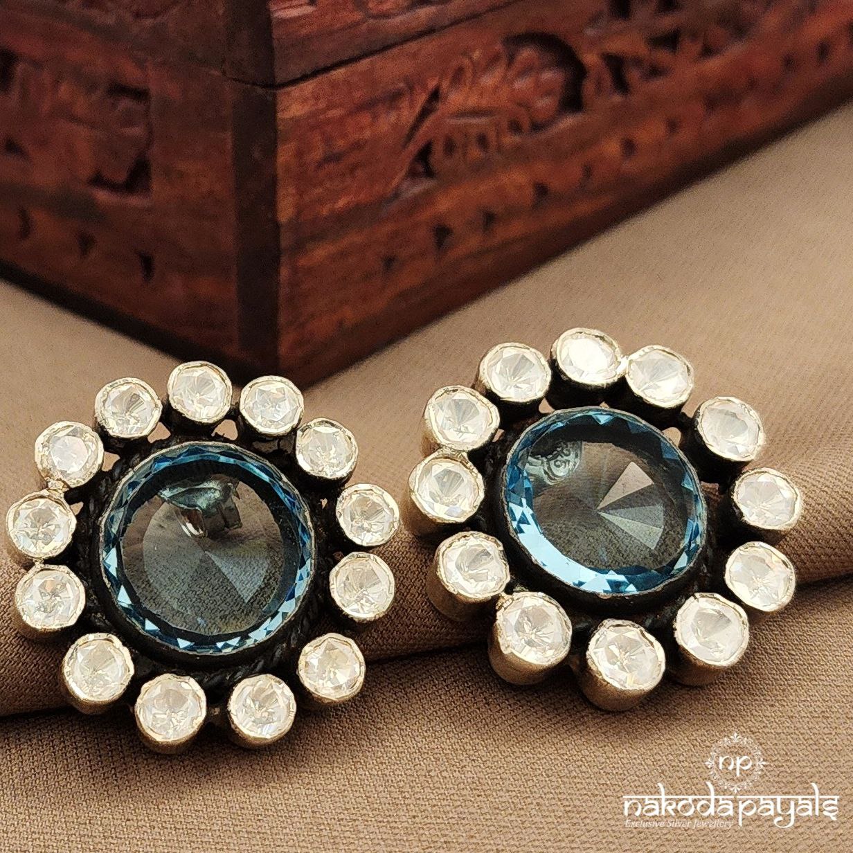 Blue Moissanite Studs (S9526)