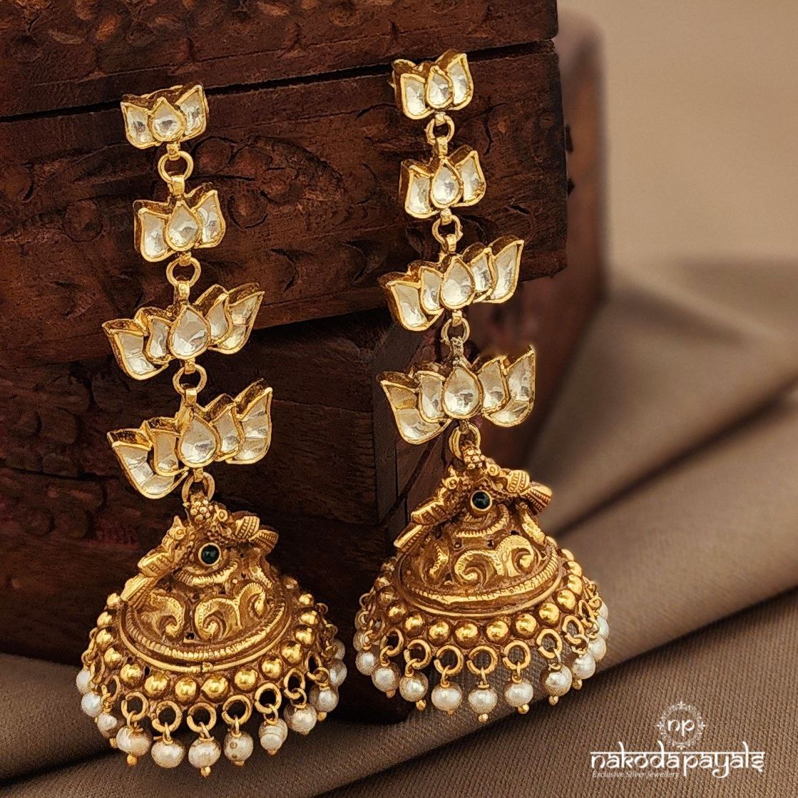 Lotus Kundan Jhumka (Ge10347)