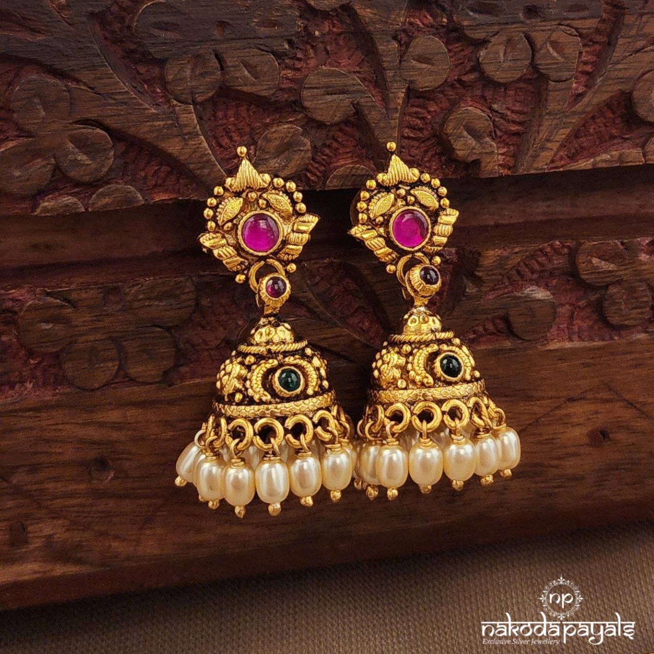 Drop Pearled Jhumka (Ge10215)