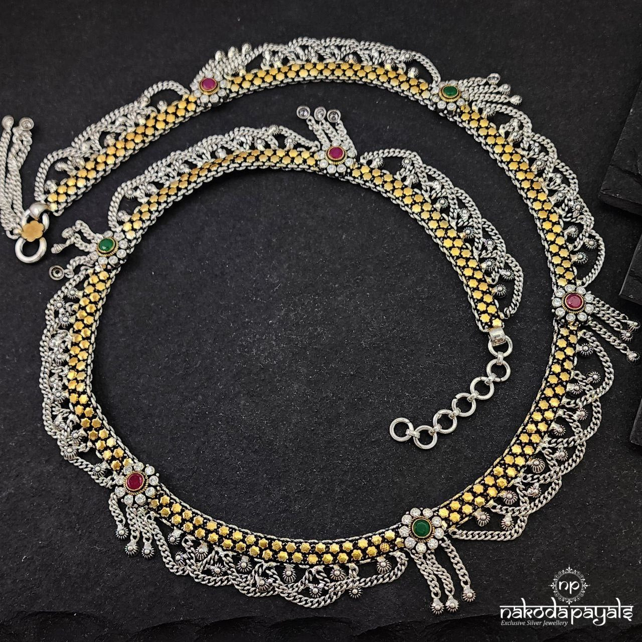 Interlinked MultiColor Dual Tone Waist Belt (D0239)