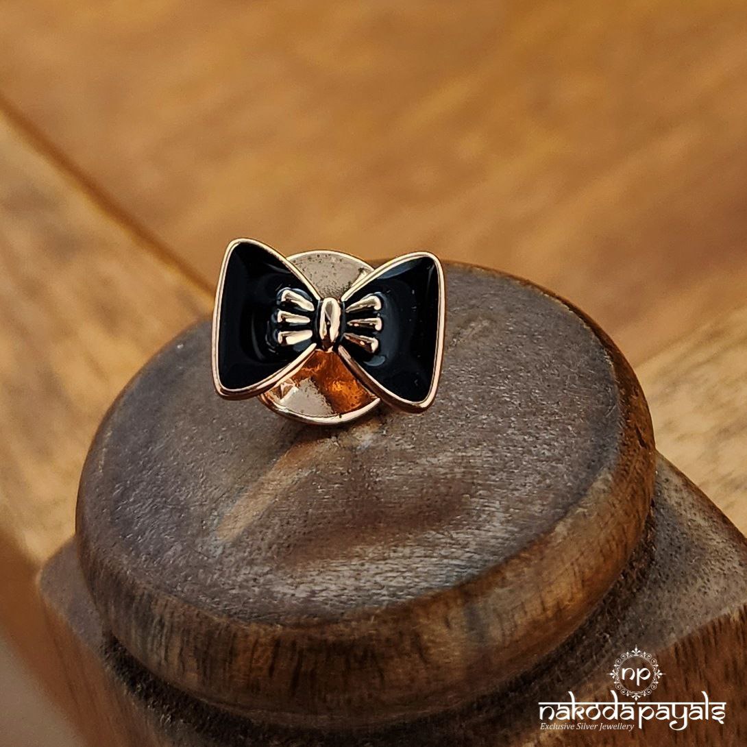 Rose Gold Bow Black Lapel Pin (St3646)