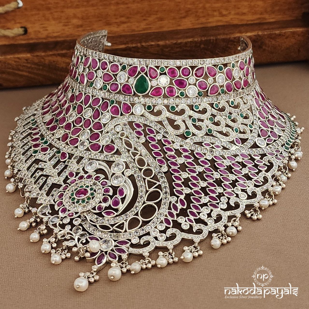 Glorious Colorful Peacock Neckpiece (N11155)