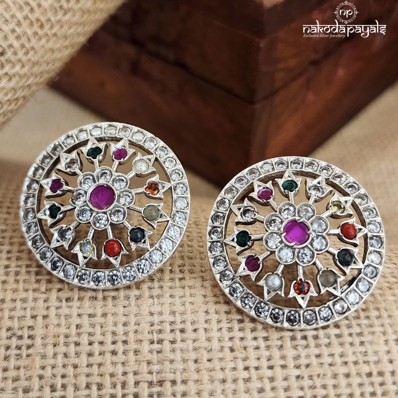 Circular Navratna Earrings (C1928)