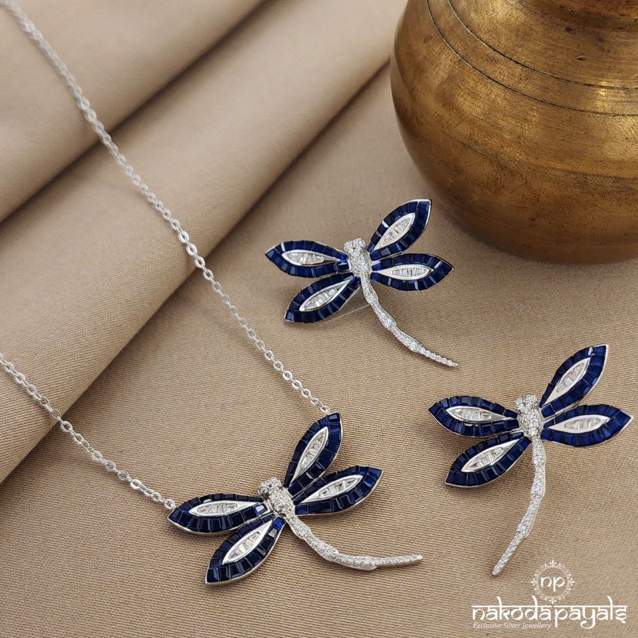 Floral Butterfly Neckpiece With Earrings (St3463)
