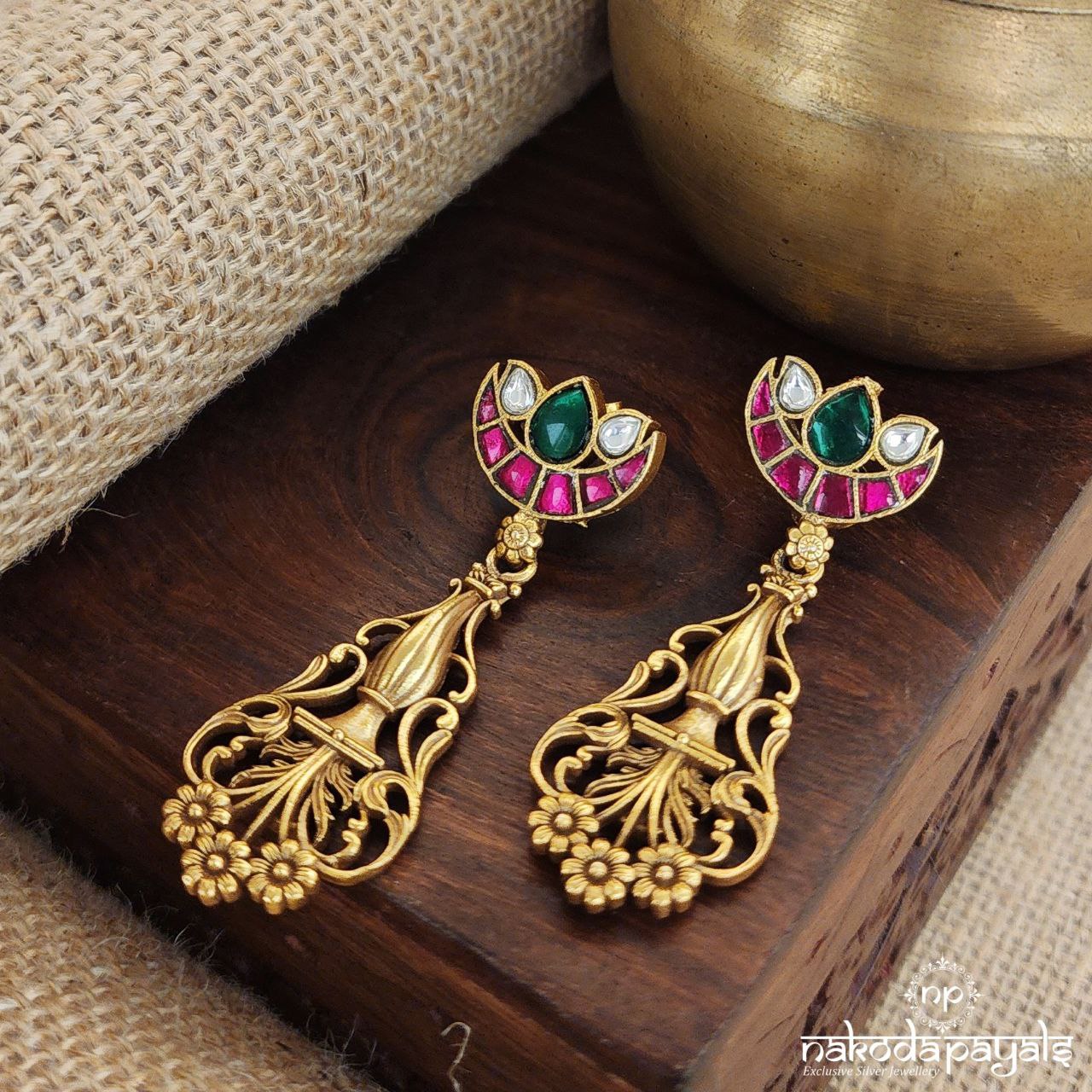 Elegant Flower Pot Drop Earrings (Ge8555)