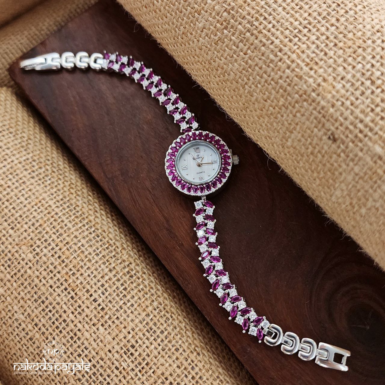 Circular Pinkish CZ Watch (W0244)