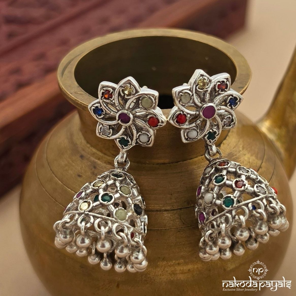 Navaratna Floral Jhumka (J1773)