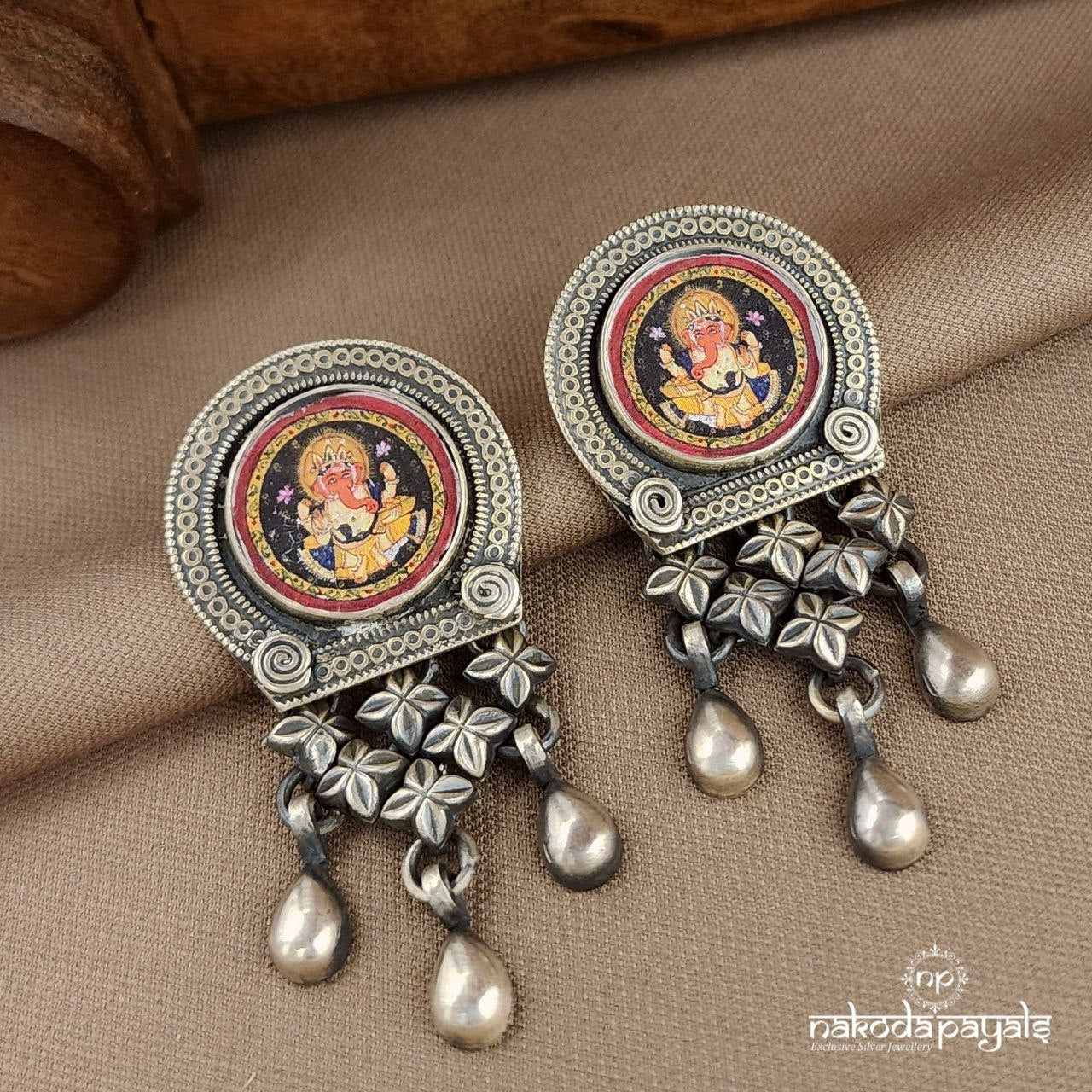 Circular Ganesha Painted Earrings (C3695)