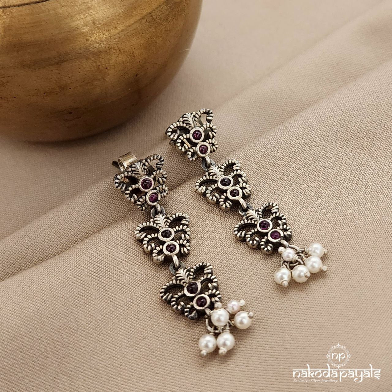 Pearled Drop Pink Earrings (C3554)