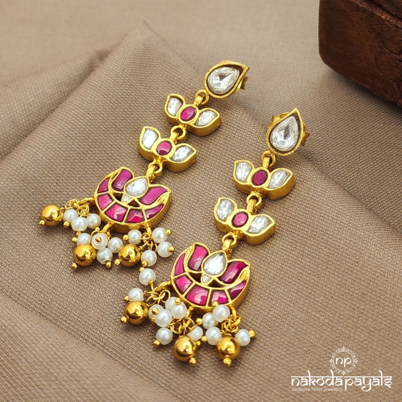 Lotus Kundan Earrings (Ge10154)