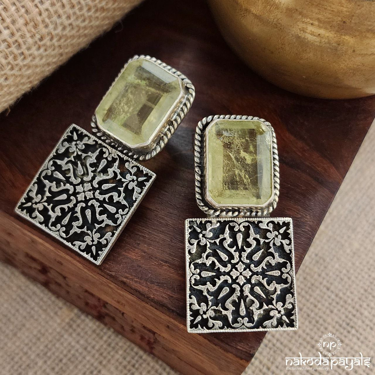 Yellow Squarish Earrings (C3293)