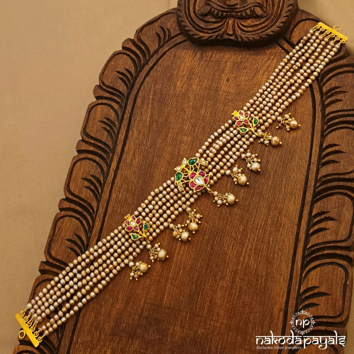 Pearly Birdy Floral Choker (Gn11084)