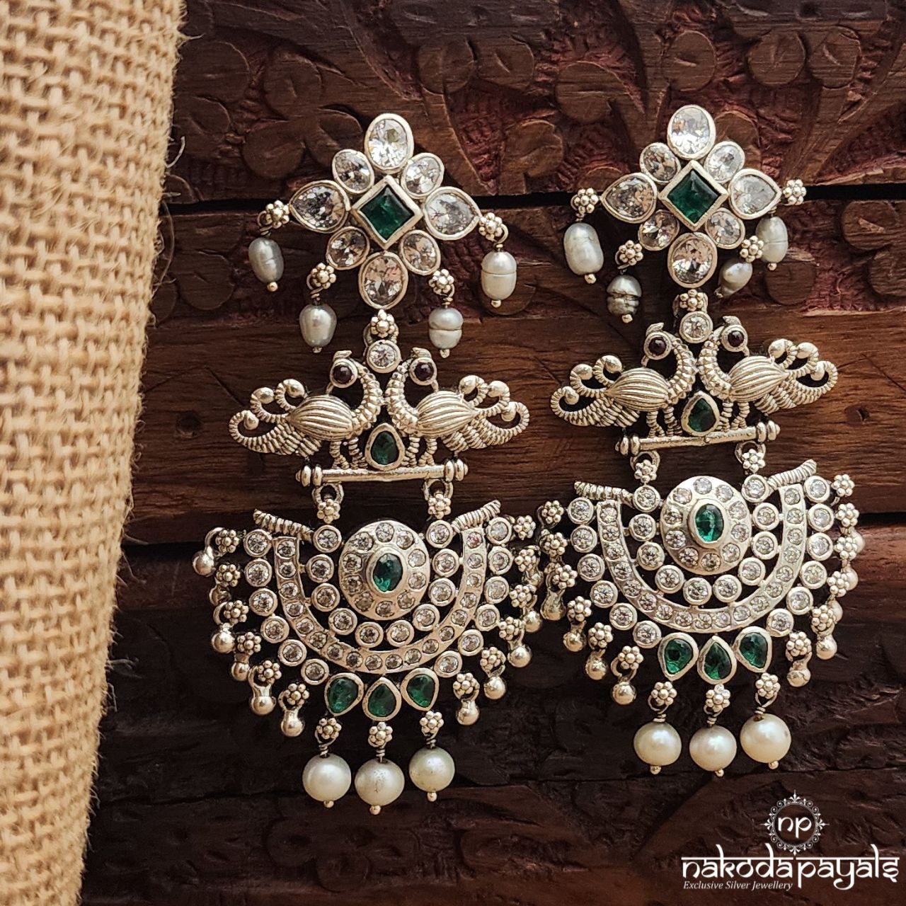 Twin Peacock Floral Earrings (C3709)