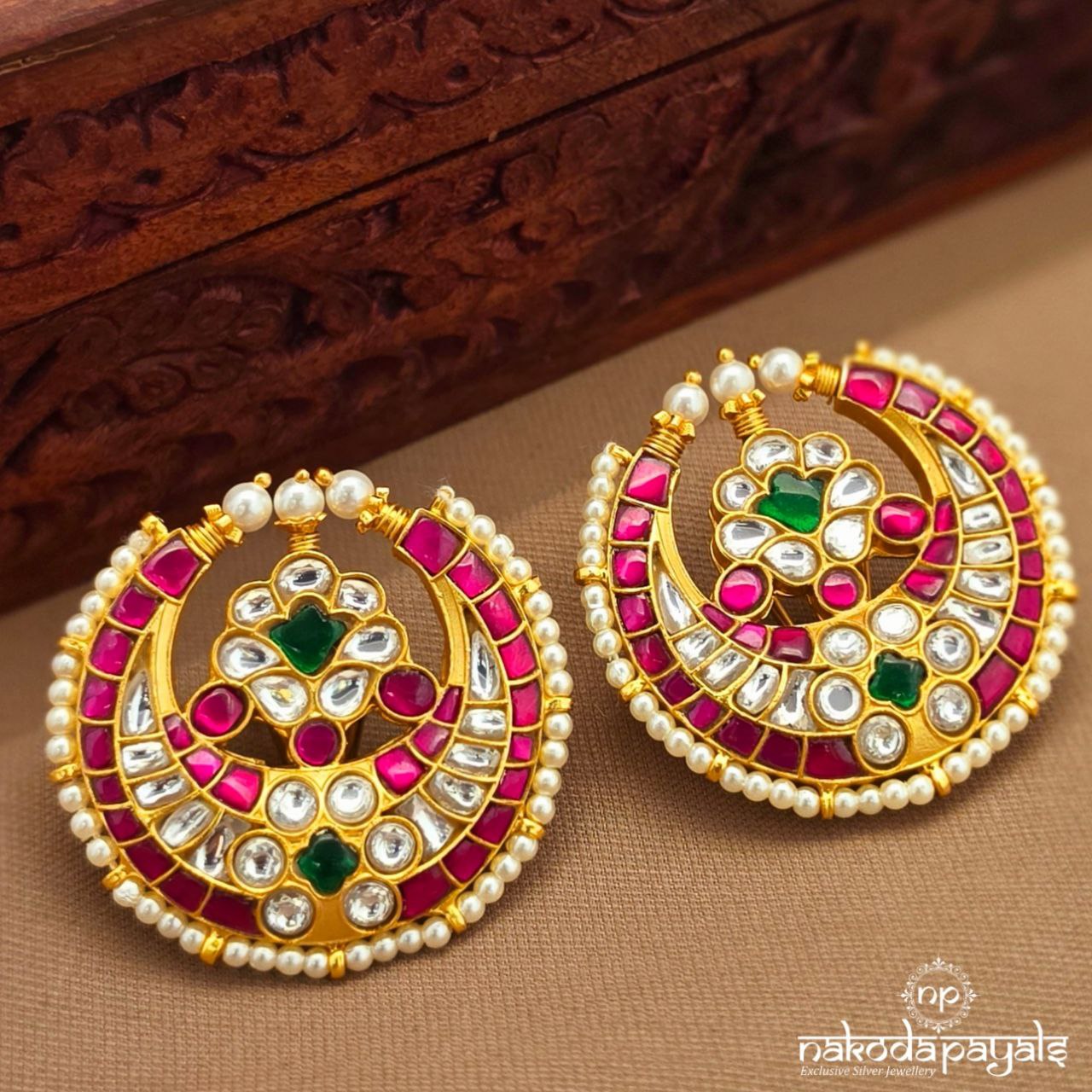 Pink Kundan Studs (Ge10465)