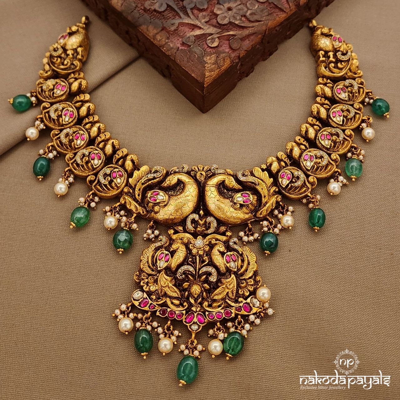 Twin Peacock Kundan Neckpiece (Gn9711)