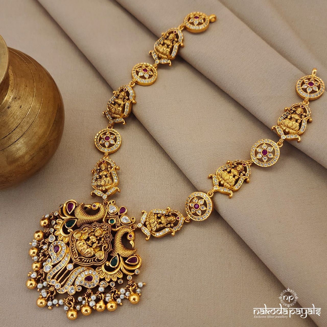 Twin Peacock Lakshmi Neckpiece (Gn8541)