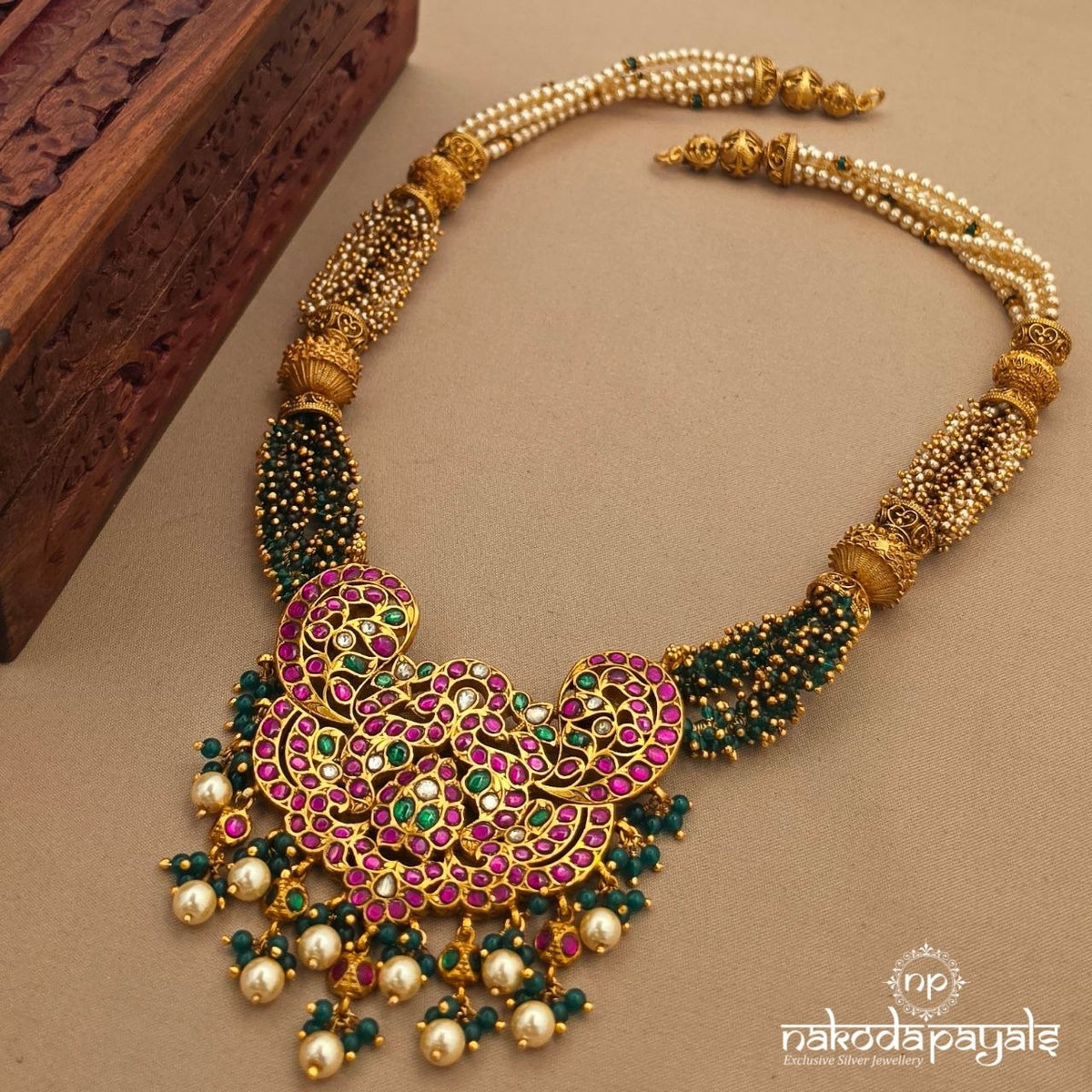 Mesmerizing Pink Kundan Pearl Neckpiece (Gn10855)
