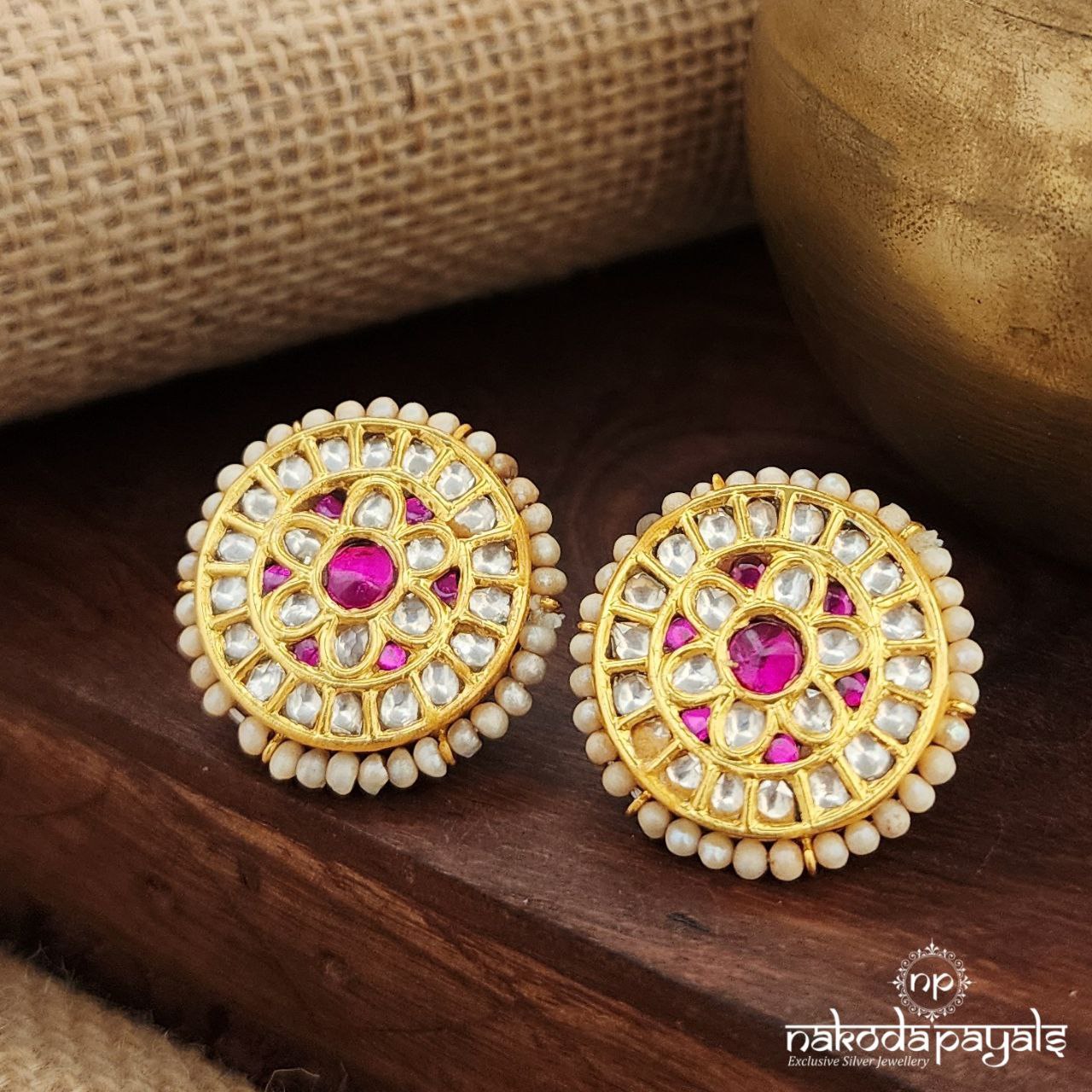 Pearled Kundan Studs (Ge9096)