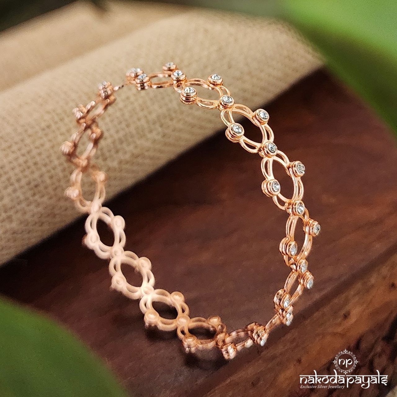 Trending Rose Gold Bracelet Cum Ring (K4937)