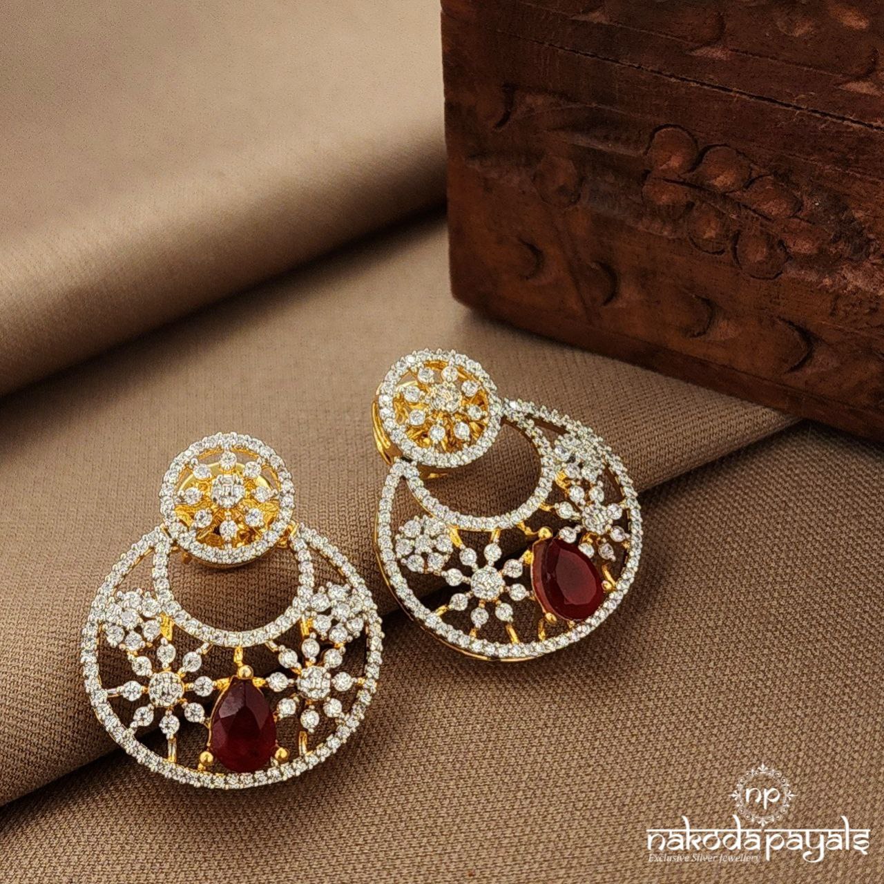 Half Moon CZ Earrings (Ge10328)