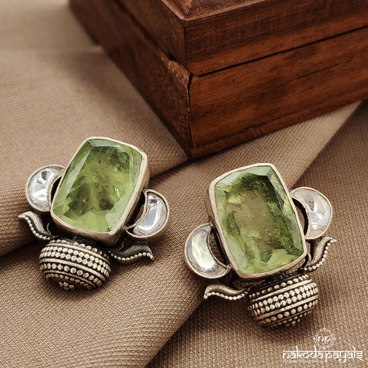 Rectangular Green Studs (S3890)
