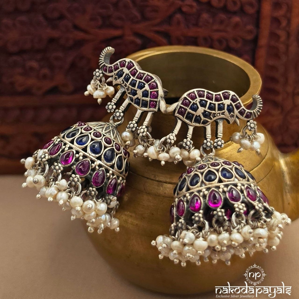 Elephant Pearl Jhumka (J1985)