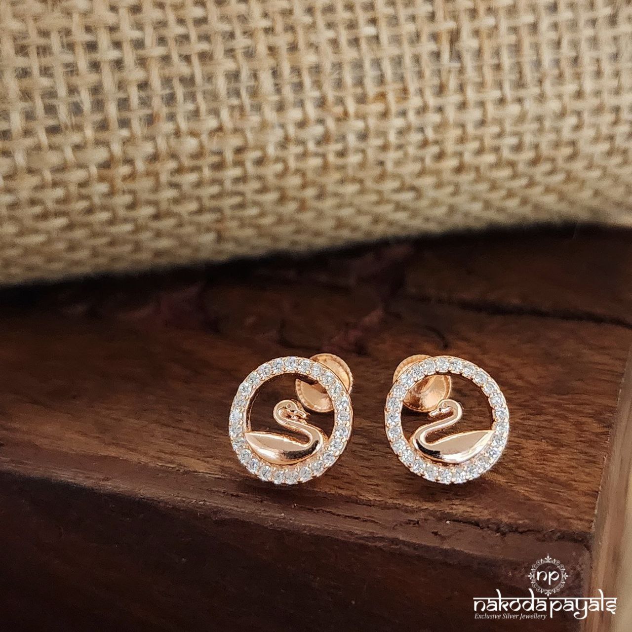 Rose Gold Circular Swam Earrings (St3289)