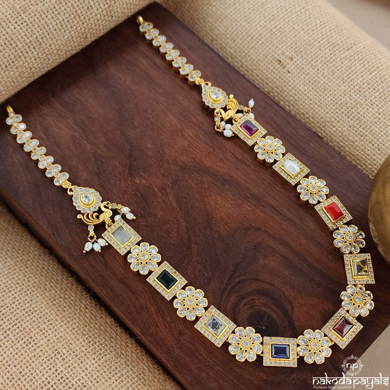 Peacock Navaratna Neckpiece (Gn8850)
