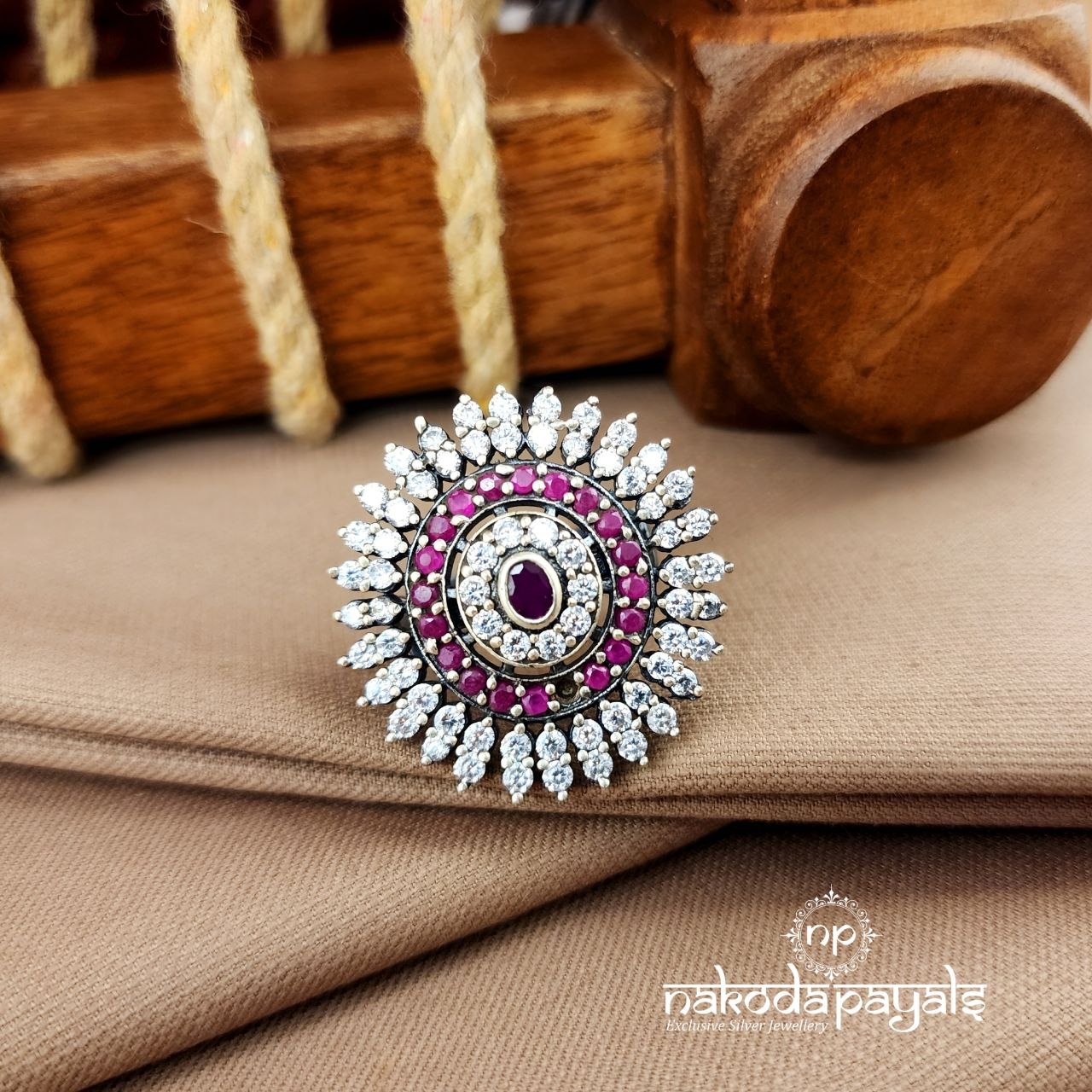 Pink CZ Finger Ring (F2941)