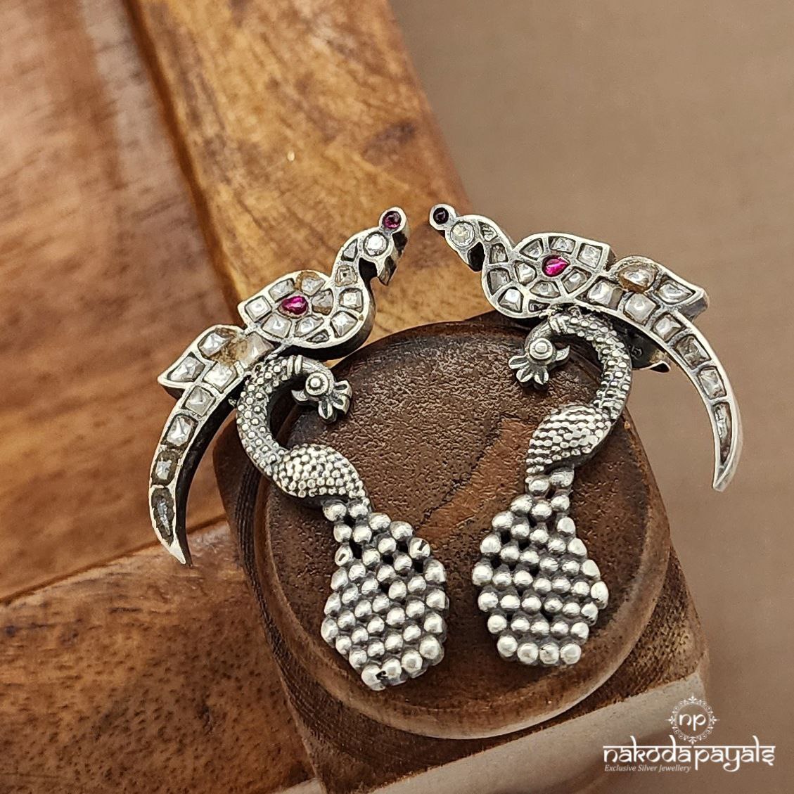 Pink & White Peacock Earrings (C3684)