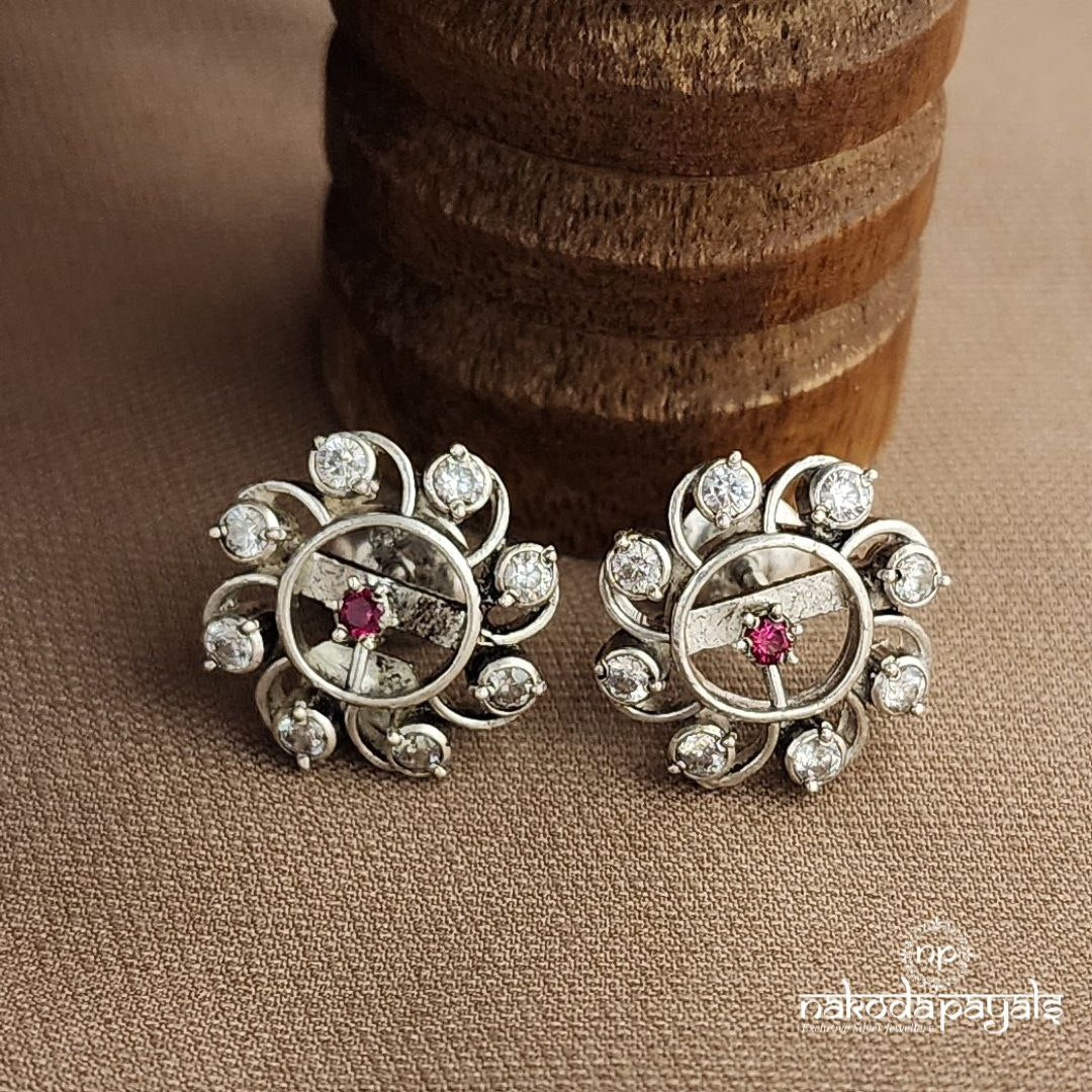 Circular Pink Dot Studs (S3688)
