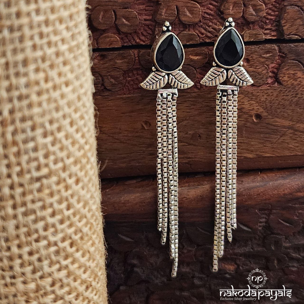 Blue Leafy Dangling Earrings (C3639)