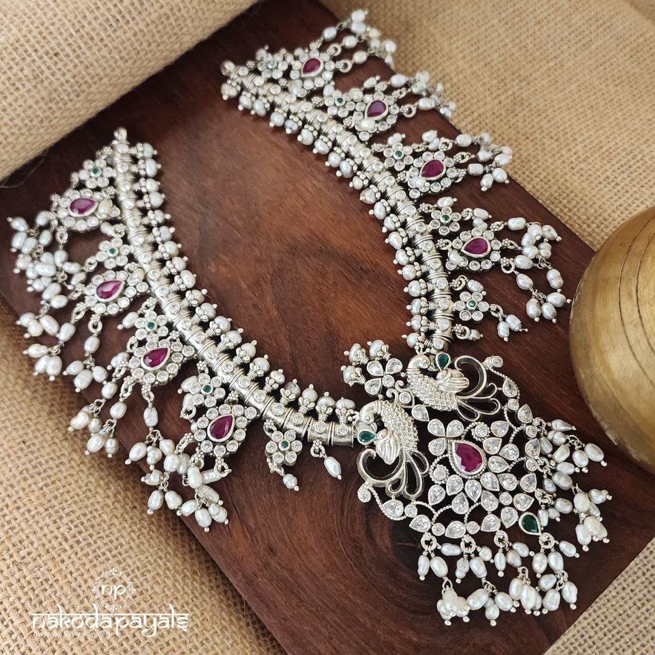 Pearled Peacock Charm Neckpiece (N10359)